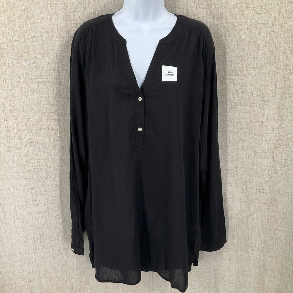 Old Navy Tunic Top Women XL Tall Black Classic Minimalist Coastal Relaxed NEW